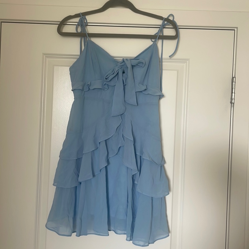 Light blue ruffle mini dress